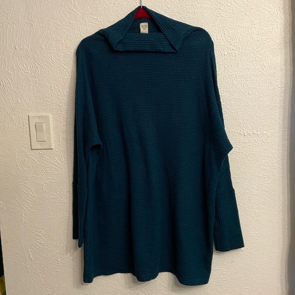 Free People We The Free Kitty Thermal Mock Cowl Neck Ocean Blue Teal - Picture 4 of 7